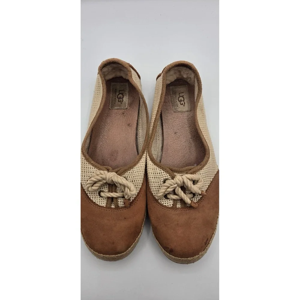 UGG Catrin Crochet Women's Flats Size 9 Chestnut Cream Espadrille